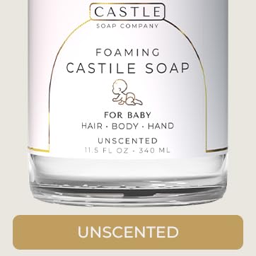 Foaming Baby Castile Soap | 3-In-1 Uses: Hair, Body, Hand | Nourishing Coconut Oil Formula | Formulated For Newborns, Sensitive & Delicate Skin | Hydrating Foam | 11.5 oz | Unscented