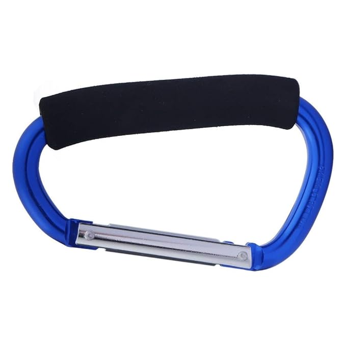 Large Stroller Hooks for Mommy, 2 pcs Carabiner Stroller Hook Organizer for Hanging Purses, Diaper Bag, Shopping Bags. Clip Fits Single/Twin Travel Systems, Car Seats (Blue+Green)