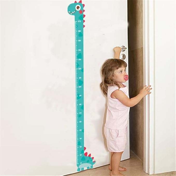 Green Dinosaur Vinyl Self-Adhesive Growth Chart Decal for Kids Room Bedroom Nursery Wall Decor StickerRemovable Baby Height Measure Mural 10cm to 170cm