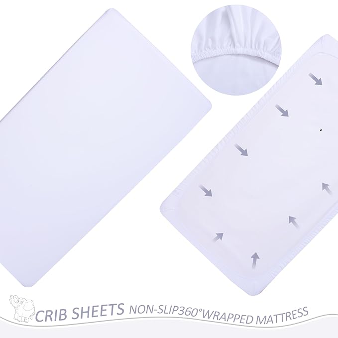 Cloele 3 Pieces Baby Crib Bedding Set- Solid Ruffle Quilted Set Includes Comforter Fitted Sheet Crib Skirt for Boys and Girls - Cute Ruffled Nursery Crib Standard Size Baby Bedding Set White