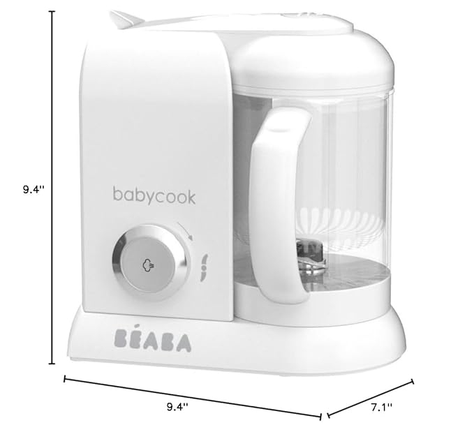 BEABA Babycook Solo 4 in 1 Baby Food Maker, Puree Steamer and Blender for Purees, Grinder with Auto Steam Cooking, Lrg Capacity 4.5 Cups 27 Servings in 20 Mins, White
