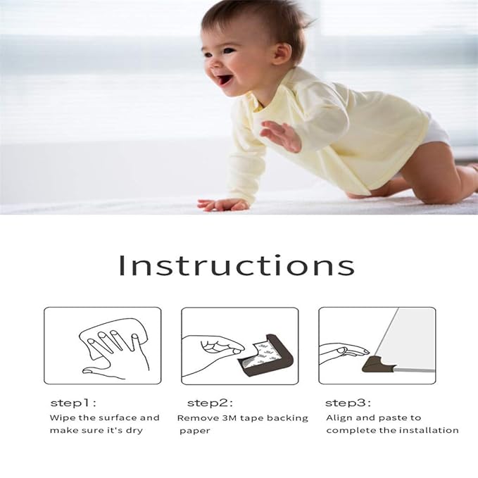 DYKESON Soft Corner Protector, Baby Safety Cushion, Corner Bumpers for Furniture, Corner Proofing for Baby, Corner Cushion, Table Edge Protector, Baby Proofing Edge, Corner Guards, 12 Pack, Beige