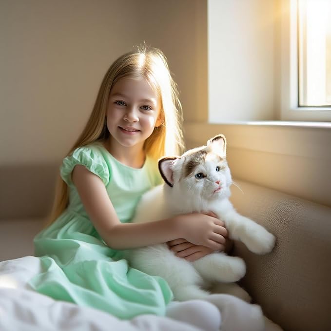 Blinks, Meows & Purrs Realistic Stuffed Cat Interactive Companion Robot Pets 14"