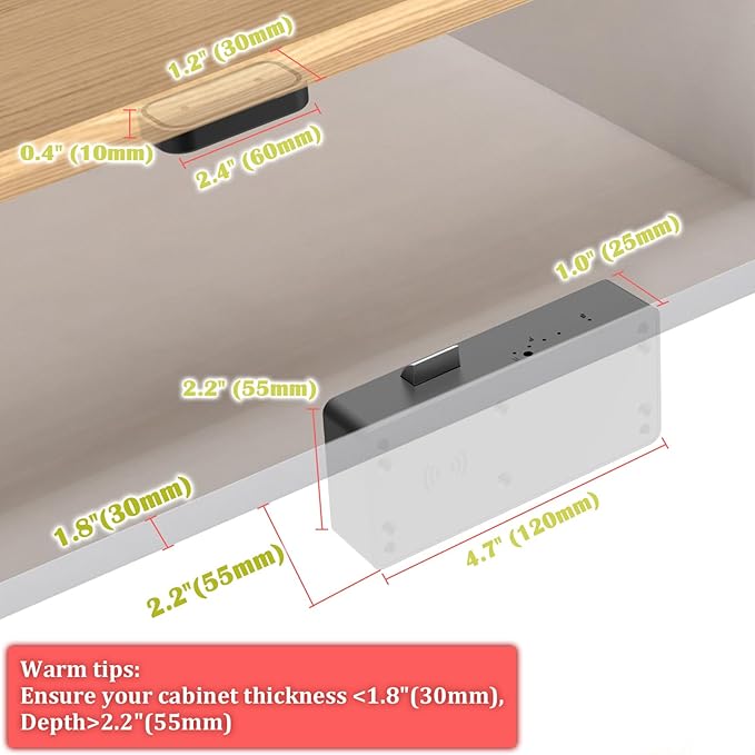 Eseesmart Smart Cabinet Lock, Hidden RFID Keyless Electronic Bluetooth Drawer Locks, Baby Proofing Child Safety Cabinet Locks for Liquor Cabinet Locker Drawer Cupboard Desk Dresser Adults
