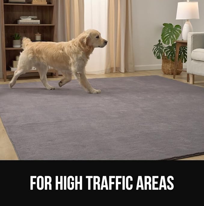 GORILLA GRIP Ultra Soft Washable Area Rug, 8x10, Stain and Slip Resistant Plush Thick Carpet for Bedroom Living Room, No Shed Floor Rugs, Pet Friendly, Dorm Essentials, Kids Nursery Home Decor, Black