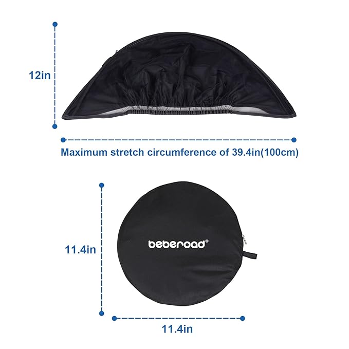 Beberoad Love 2-in-1 Car Seat Canopy - Universal Baby Car Seat Cover with Sunshade & Mesh Protection, 2-Way Zipper for Easy Access (Black)