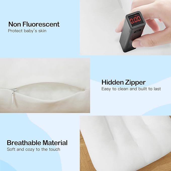 Baby Lounger for Newborn, Bionic Design Baby Lounger, Soft Organic Cotton Breathable Lounger for Infants 0-18 Months (White)