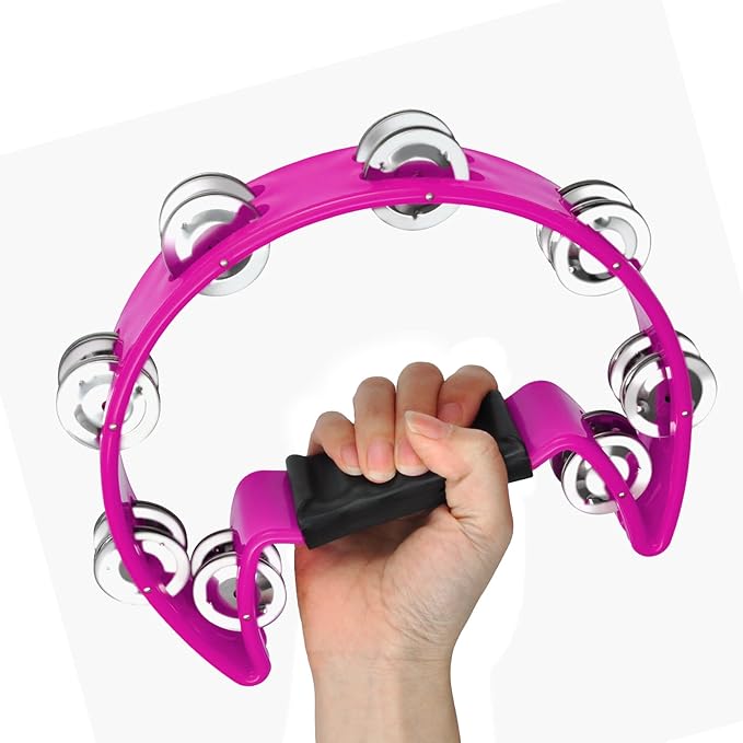 EastRock Tambourine,Metal Jingles Hand Held Percussion Half-Moon Tambourine and Egg Shakers for Adults, KTV, Party