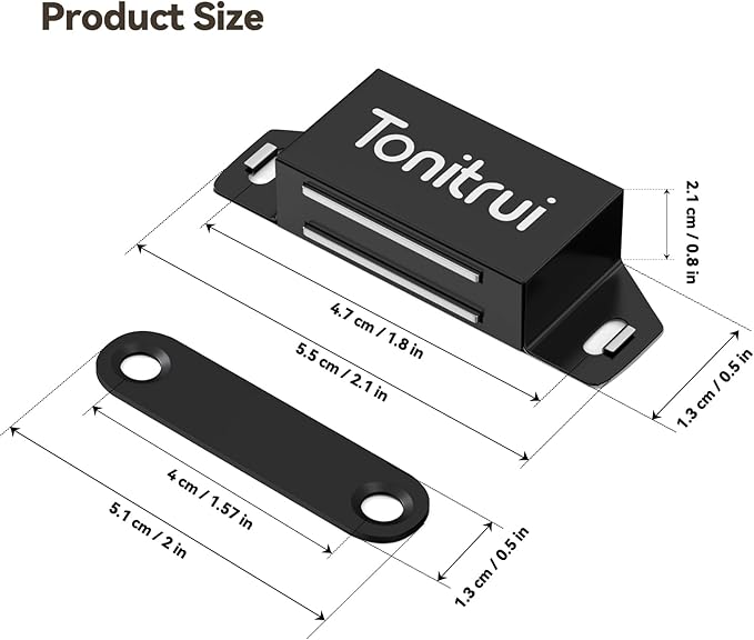 Cabinet Door Magnet, Flat Bottom Cabinet Magnetic Catch with Adhesive, Easy to Install,Only Takes 1 Minute,35lb Magnetic Cabinet Door Drawer Latch(Black, 12Pack)