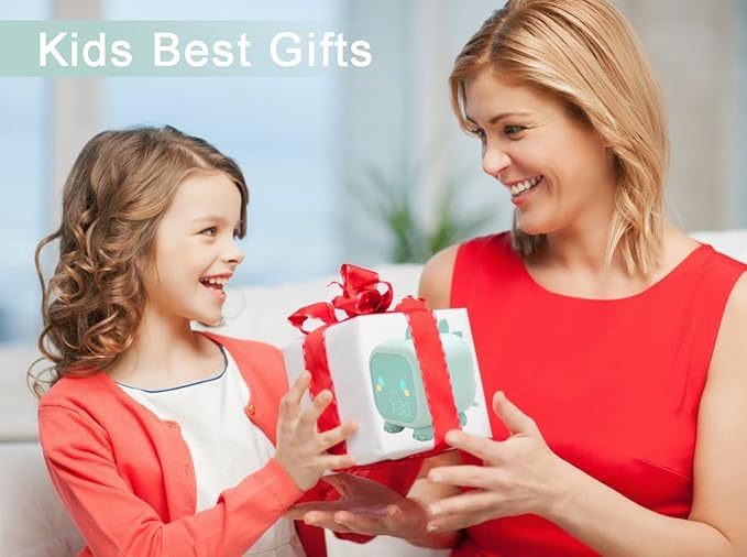 Kids Alarm Clock Girls Green Dinosaur Alarm Clocks with Night Light Bluetooth Digital Alarm Clock for Kids Girls Children