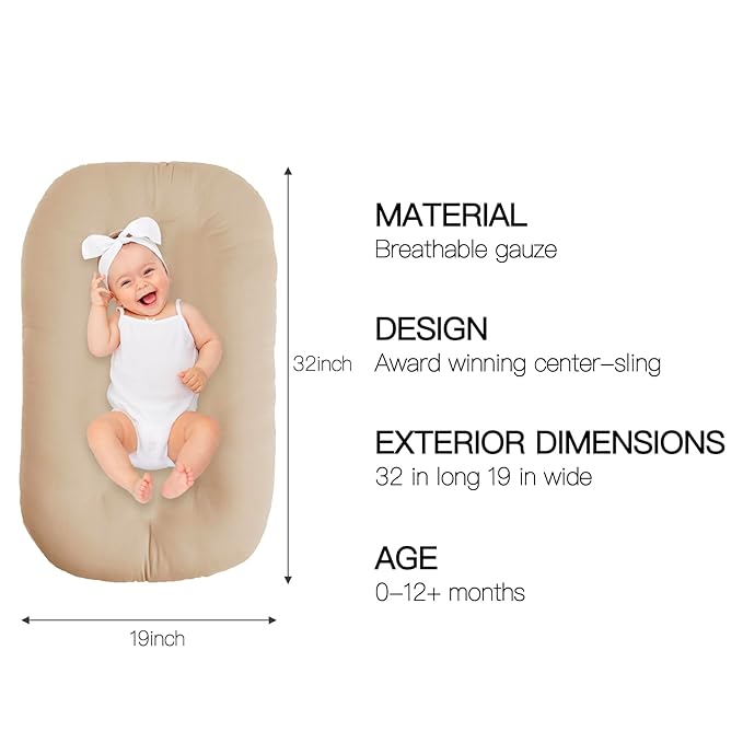 Baby Lounger - Snuggle Cozy Me Infant Lounger for Newborns | Breathable & Soft, Portable Awake-Time Pad, Essential Baby Gift- Coffee (Lounger Cover Included)