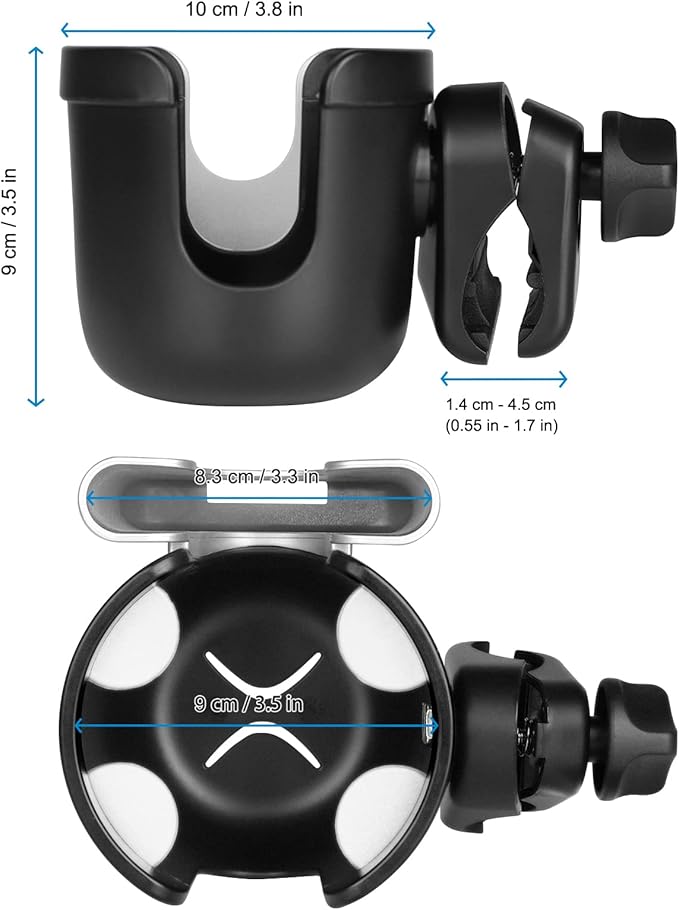 Accmor Stroller Cup Holder with Phone Holder, Bike Cup Holder, Universal Cup Holder for Uppababy Nuna Doona Strollers, 2-in-1 Cup Phone Holder for Stroller, Bike, Wheelchair, Walker, Scooter