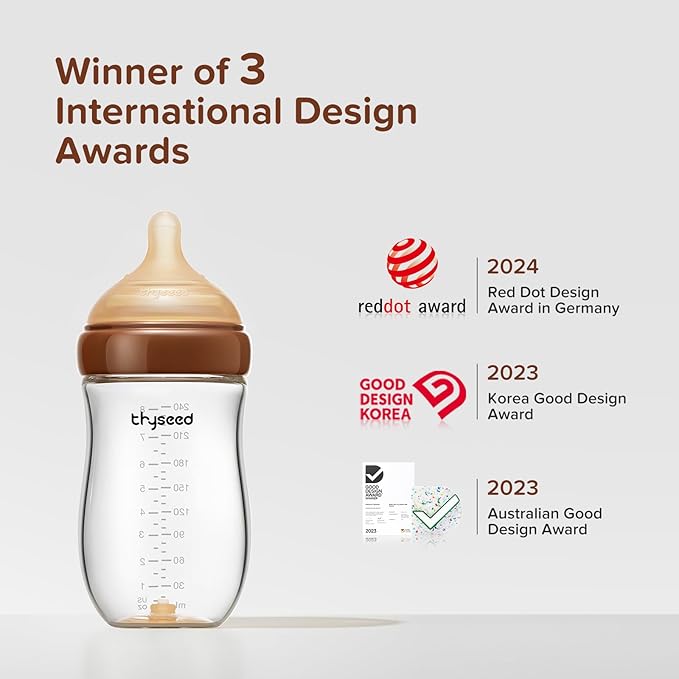 Natural Anti-Colic Baby Bottles That Mimic Breastfeeding Newborn Breast Like Nursing Bottle (1+ Months) 8Ounce,1pack