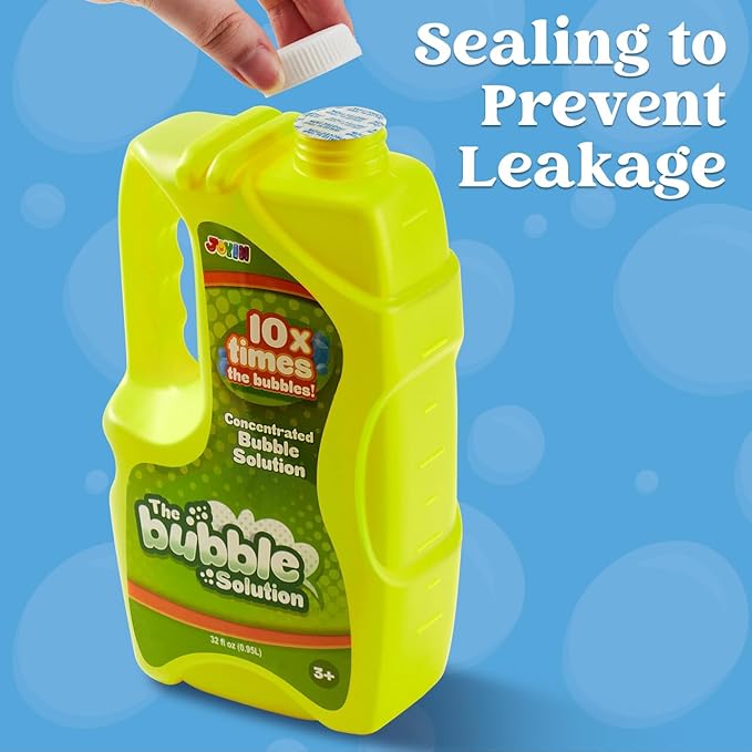 JOYIN 32 oz Bubble Solution Refills (Close to 1L/ 2.5 Gallon), Concentrated Solution for Bubble Machine, Wands, Blower, Easter (Yellow)