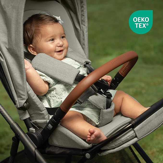 Air Lux Baby Stroller with Carbon Fiber Frame, One-Hand Fold & Reversible Seat, Magnetic 5-Pt Harness, Car Seat Adapter, 15.8lbs, Vetiver