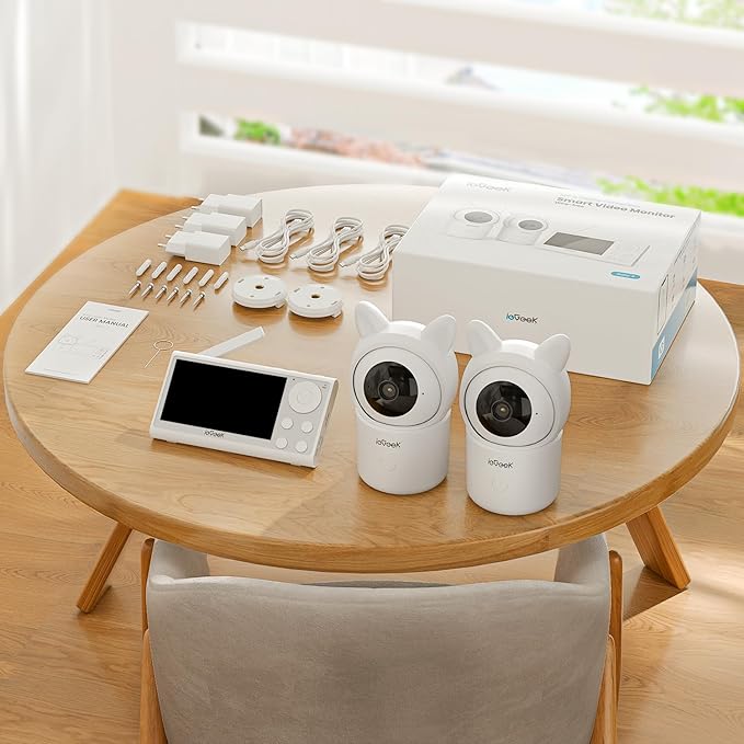 ieGeek Baby Monitor with 2 Cameras, Split-Screen Video Baby Monitor with Audio and 1080P Camera 4.3" Screen - Night Vision, Two-Way Talk, Cry & Motion Detection, Pan-Tilt-Zoom via Screen and Free APP