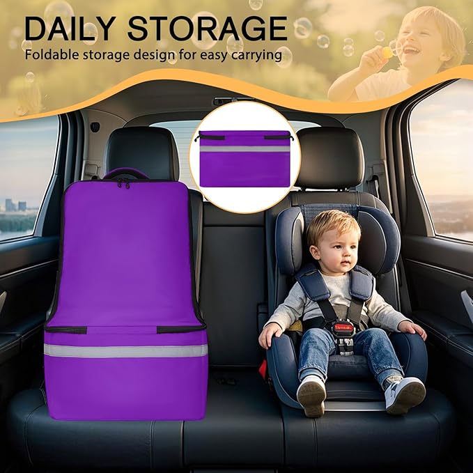 Car Seat Travel Bag for Airplane,Infant Seat Travel Bag with Shoulder Strap,Padded Car Seats Backpack with Reflective Stripes,Large Carseat Carrier Bag Travel Car Seat Cover,Purple