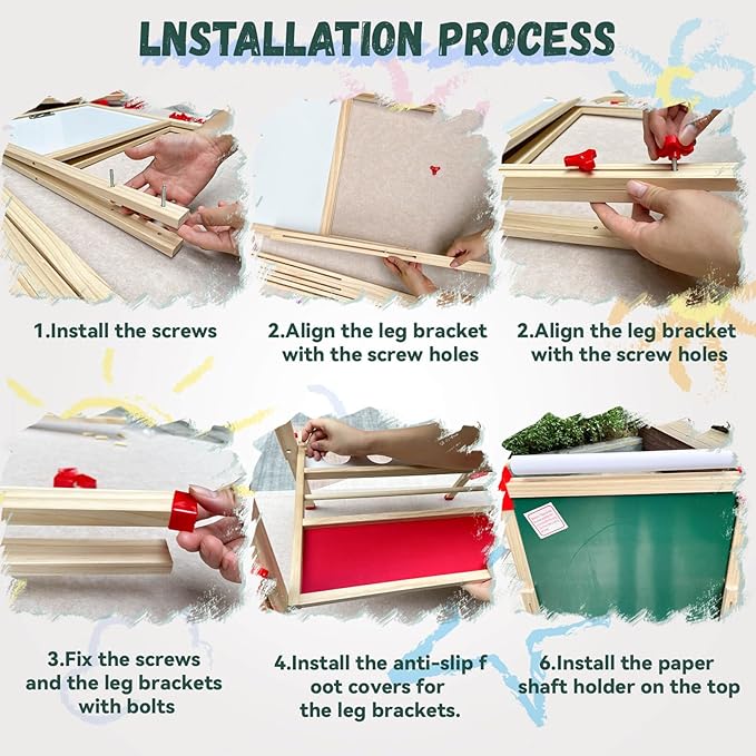 Easel for Kids,Adjustable Wooden Art Easel for Kids,114+ Art Supplies,Double Sided Magnetic Chalkboard and White Board for Kid,Drawing and Painting for Aged 2-4,5-7,8-12,2 Paper Rolls