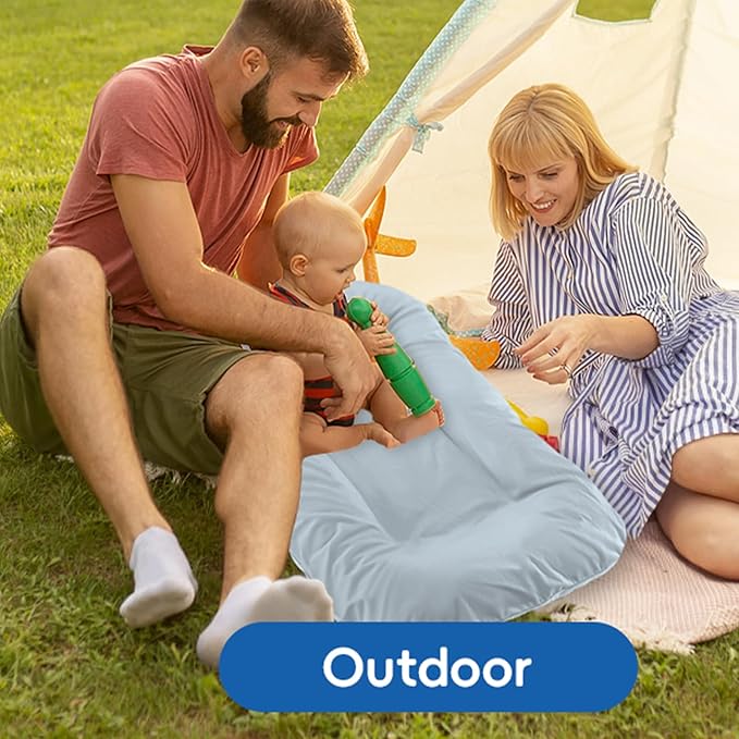 Baby Lounger for Newborn,Baby Nest for Newborn Soft Cotton Breathable for Playtime & Relaxation,Flat Babies Essentials Gifts Newborn Lounger for Boys & Girls 0-12 Months(Misty Blue)