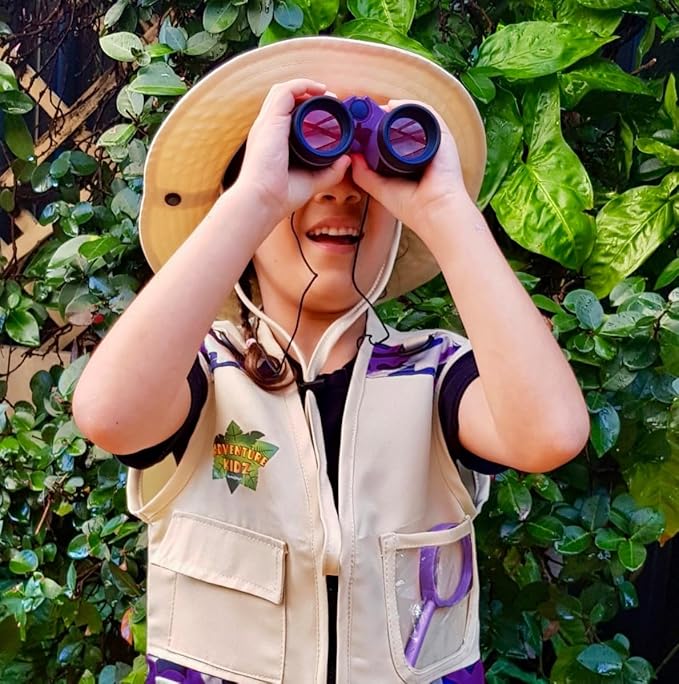 Adventure Kidz - Outdoor Exploration Kit, Children’s Toy Binoculars with Case, Flashlight, Compass, Fox Whistle, Magnifying Glass, Backpack. Great Kids Set for Camping, Hiking, STEM, Pretend Play.