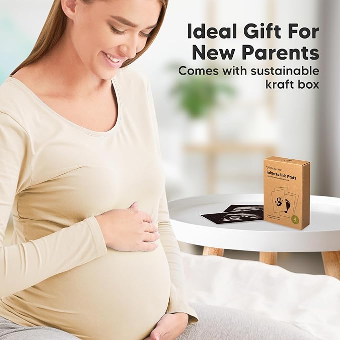 4-Pack Inkless Baby Hand and Footprint Kit - Mess Free Ink Pad for Newborn Keepsake, Dog Nose & Paw Print Kit, Clean Touch Ink Pad for Baby Hand & Footprints, Ideal New Mom Gifts (Gold/Silver)