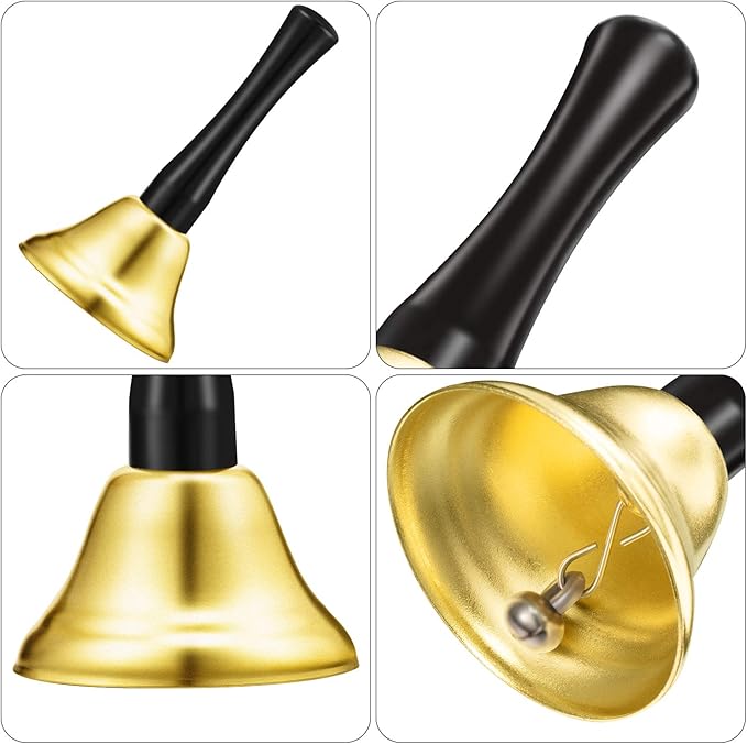 Boao 12 Pieces Metal Hand Bells Music Service Hand Bells Musical Instruments Percussion for Christmas Party Supplies(Gold)