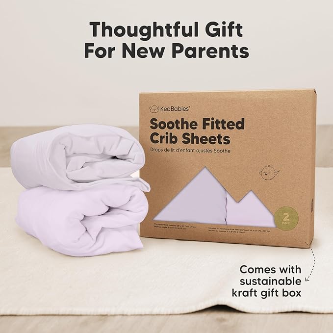 KeaBabies 2-Pack Organic Crib Sheets for Boys, Girls - 52x28 Fitted Crib Mattress Sheet Neutral, Breathable Jersey Cotton Cover for Baby Bed, Toddler Mattress, Soft & Cute Prints (Thistle)