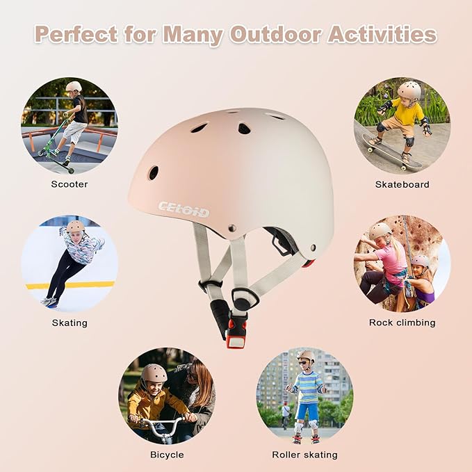 Kids Bike Helmet,Toddler Skateboard Helmets for Ages 2-3-5-8-14 Years Boys Girls,Adjustable Multi-Sport Bicycle Skateboarding Football Roller Skating Scooter Rollerblade Balance Bike Helmet