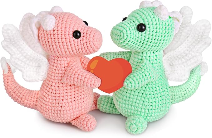 Crochetta Crochet Kit for Beginner, Crochet Starter Kit w Step-by-Step Video Tutorials, Crochet Kit for Beginners, Beginner Crochet Kit for Adults Kids Women Men Complete Kit Included (2 Dragons)