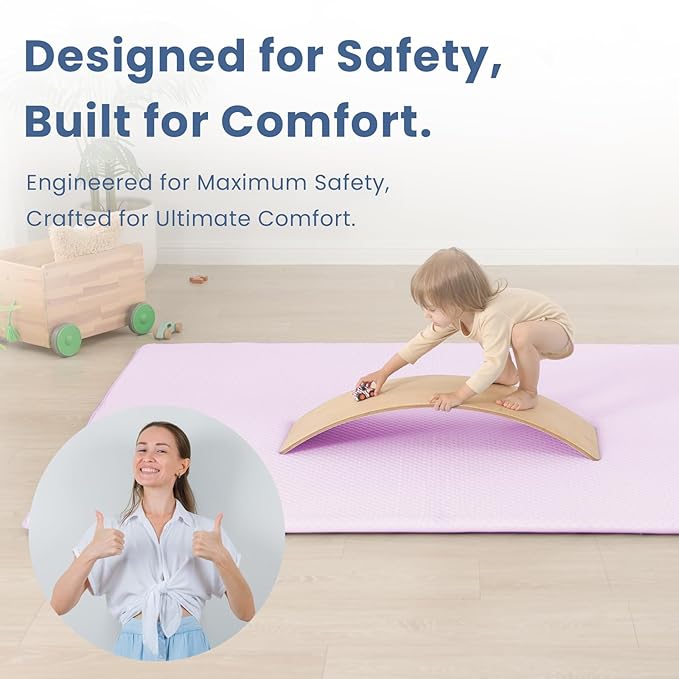 Baby Play Mat for Summer,1.3 Thick Memory Foam Cooling Floor Tummy Time Mat, Soft & Breathable, Non-Slip Rectangular for Toddlers’ Playtime & Rest(Pink,39"x59")