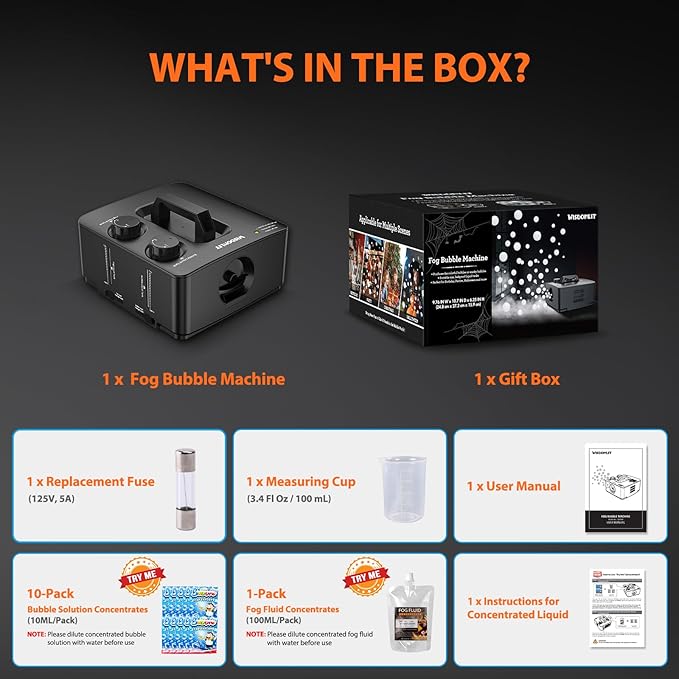 Fog Bubble Machine, 2 in 1 Smoke Bubble Maker, 400W No-Spill Smoke Bubble Blower, Make Colorful Bubbles | White Fog Bubbles for Indoor Outdoor Birthday Halloween Party