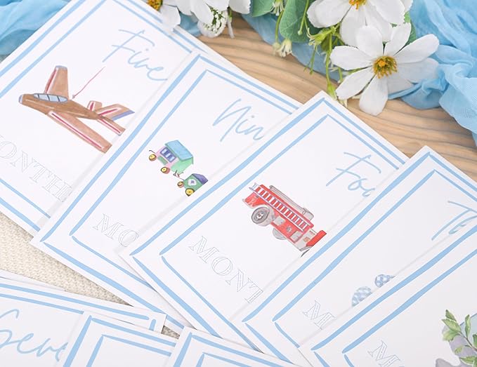 Boy Watercolor Milestone Cards - My First Monthly Milestone Cards,Blue Boy 12 Monthly Newborn Photos(Cards-1)