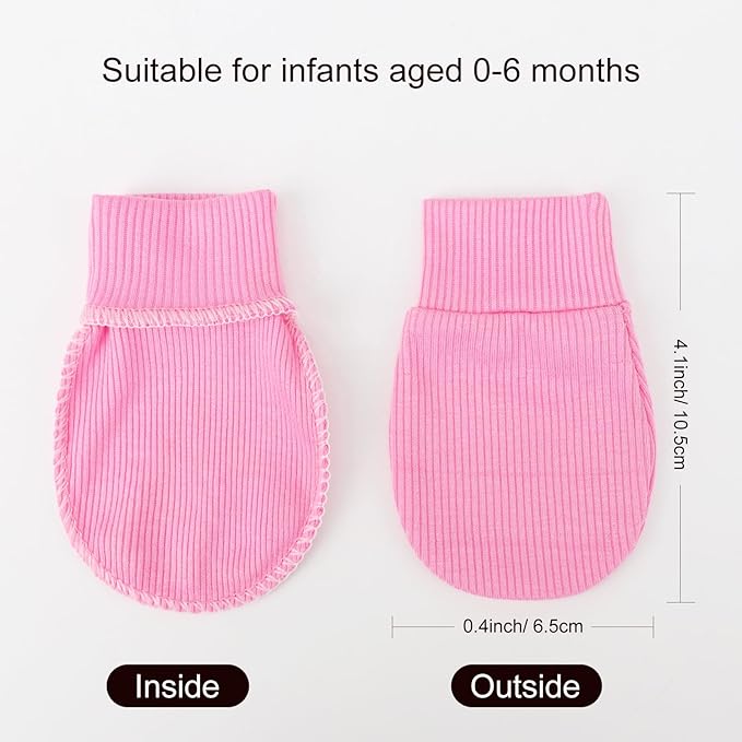 BQUBO 6 Pairs Newborn Baby Boys Girls Mittens 0-6 Months Unisex-Baby Infant Mittens Elastic No Scratch Wrist Gloves
