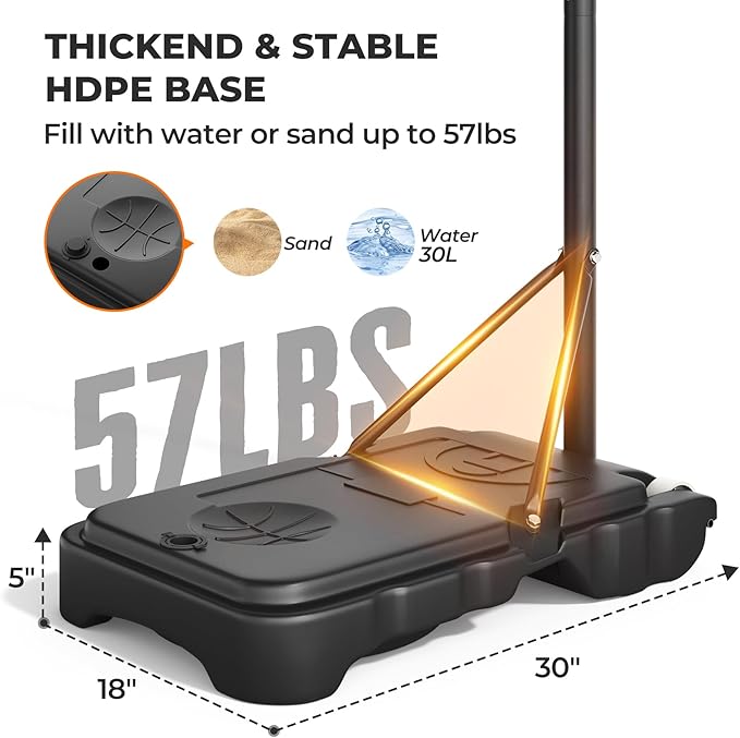 Kids Basketball Hoop, 3.6-7 FT Height Easy Adjustable, Portable Basketball Hoop Outdoor Indoor for Kids/Teens/Youth, 30" Backboard