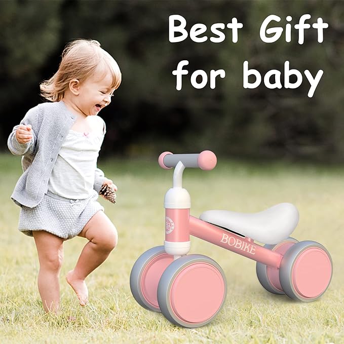 Baby Balance Bike Toys for 12-36 Months Kids Toy Boy and Girls Gifts Toddler Best First Birthday Gift Children Walker No Pedal Infant 4 Wheels Bicycle (Classic, Pink)