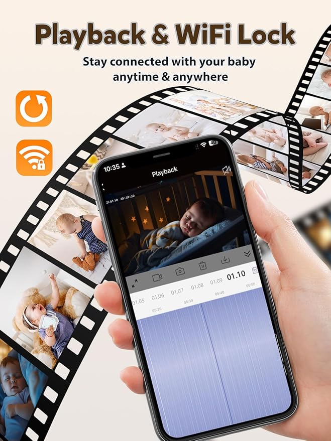 iFamily WiFi Baby Monitor with App – Smartphone Baby Monitor with 5" HD Monitor & 2K Camera, Night Vision, 2-Way Talk, Motion Tracking&Alerts, Temp Sensor, Lullabies,Secure WiFi Lock