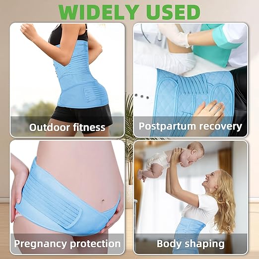 2 in 1 Postpartum Belly Band Wrap Blue, C-Section Support Belt X-Large, Post Partum Support Recovery Waist/Pelvis Belt, Hysterectomy Belly Band Binder Girdle Stomach