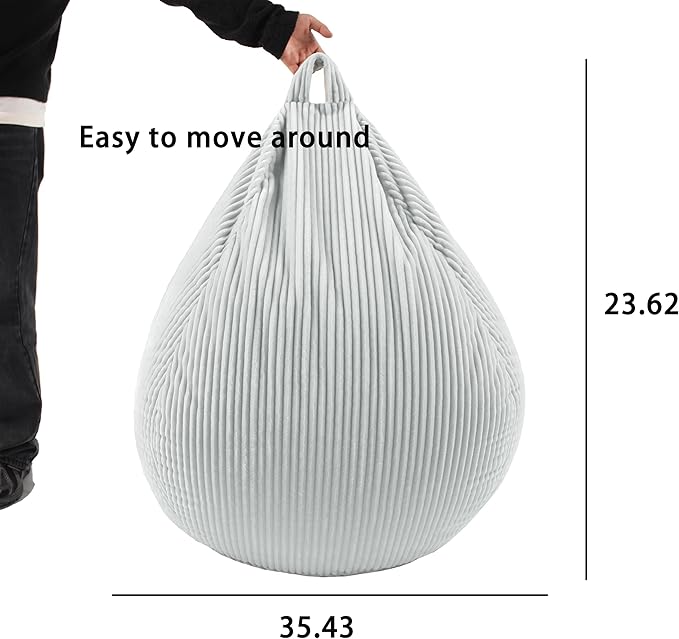 ENBAOHUI Bean Bag Chairs with Memory Foam Chairs for Kids Teens Toddler Faux Fur Sofa Chair with Handle Navy Blue