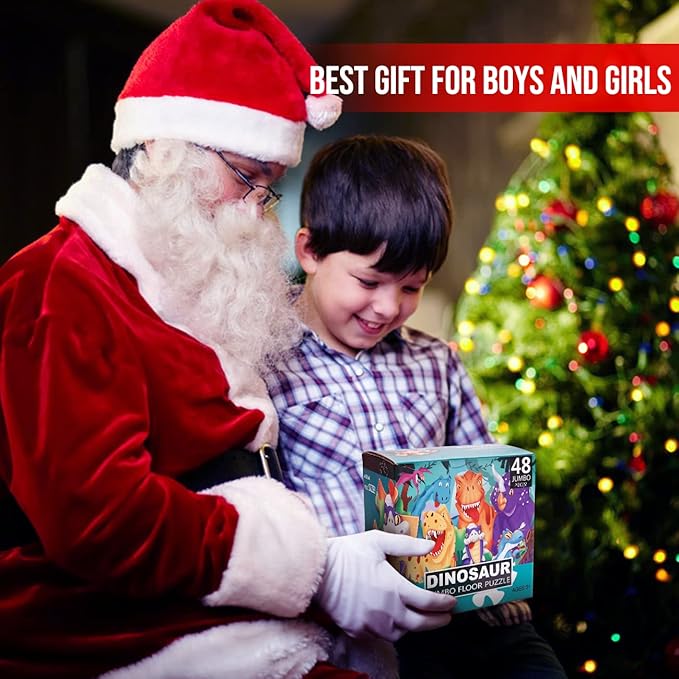 Jumbo Floor Puzzle for Kids Dinosaur Jigsaw Large Puzzles 48 Piece Ages 3-6 for Toddler Children Learning Preschool Educational Intellectual Development Toys 4-8 Years Old Easter Gift for Boy and Girl