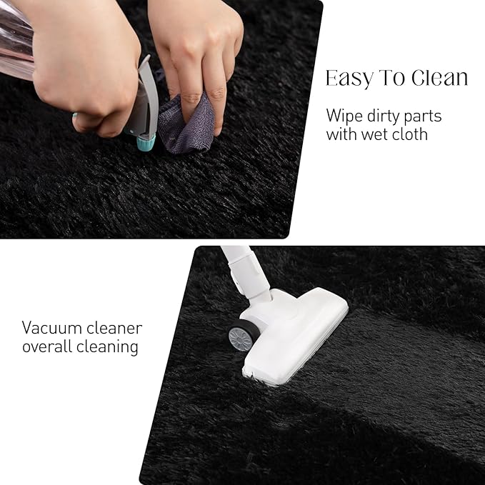 Black Rug, 8x10 Area Rugs for Living Room, Soft Plush Area Rugs for Bedroom, Non-Slip Indoor Carpet for Nursery, Study Room, Kids Room, Room Decor