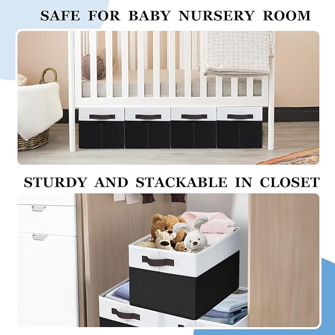 Criusia 8 Pack Large Storage Baskets for Room Organization, Multi-Purpose Bins for Closet, Shelves, Kitchen, Office, Decorative Fabric Foldable Storage Boxes with Handles (14L*10W*9.5H)