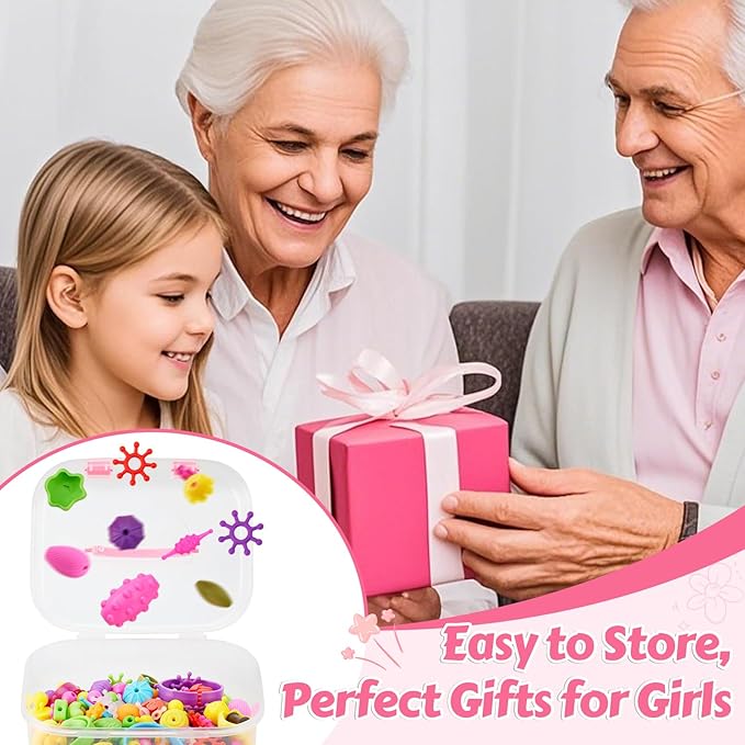 Arthopt Pop Beads, Jewelry Making Kit for 3 4 5 6 7 8 Years Old Girls, Arts and Crafts for Kids,Large Snap Beads DIY Necklace Bracelets Ring Set, Birthday Party Holiday Gift