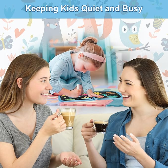 Erasable Doodle Set for Kids - Magic Drawing Book With 12 Watercolor Pens, 14 Page Reusable Book, Road Trip Car Game Writing Painting Set for Boys and Girls