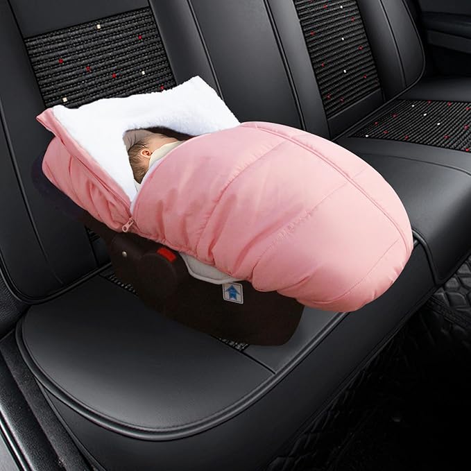 Fairy Baby Winter Car Seat Cover for Babies Carseat– Waterproof, Warm Car Seat Cover Baby – Universal Winter Cover for Back Seat, Infant Car Seat & Baby Carseat(Pink)