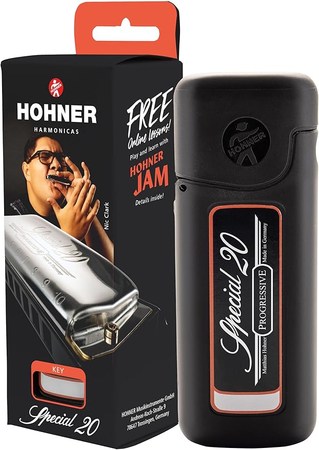 Hohner Special 20 Harmonica - Key of C Bundle with Zip Case, Instructional Manual, and Austin Bazaar Polishing Cloth