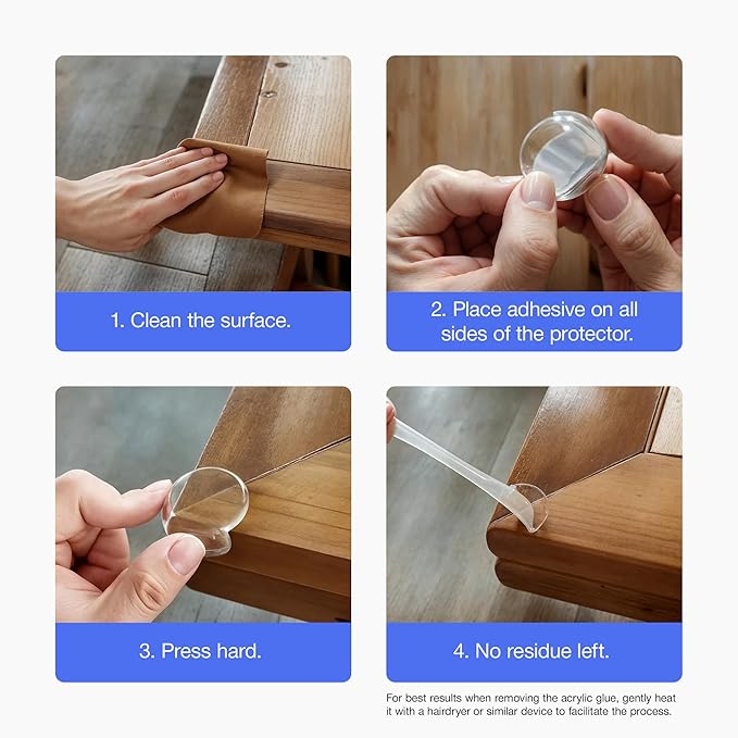 Corner Protectors Guards - Furniture Corner Guard & Edge Safety Bumpers - Baby Proof Bumper & Cushion to Cover Sharp Furniture & Table Edges - Clear and Transparent - (12 Pack)