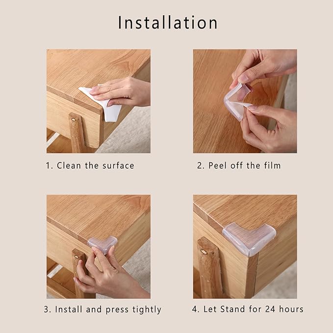 Food-Graded Silicone Clear Corner Protectors, Baby Proofing Table Edge Guards, Pre-Tapep Adhesive Soft for Kids Child Safety Proof, Cabinets Counter Furniture Bumpers (8, 3/5x3/5 in (Width))