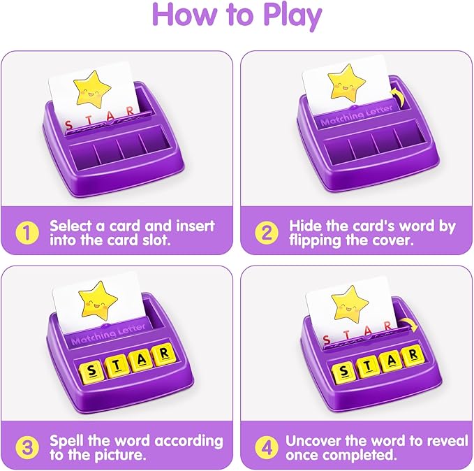 Educational Toys for 3 4 5 Year Old Girls Boys Gifts, Matching Letter Spelling Games Learning Toys for Kids 2-4 Year Olds, Christmas Birthday Gifts for 3-6 Year Old Girls Toddler Toys Age 2-4
