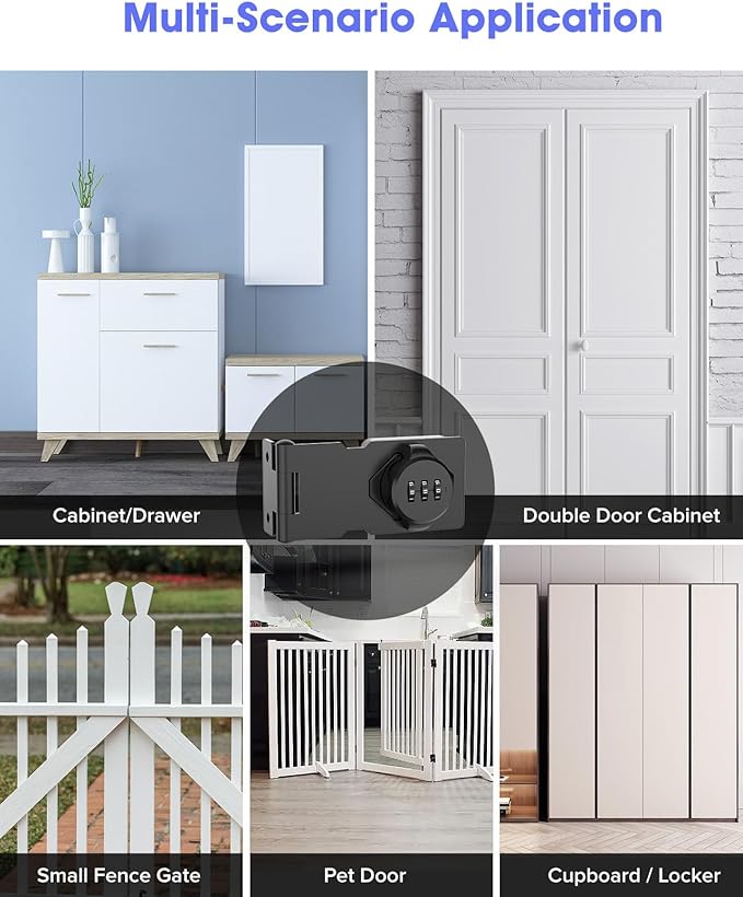 3.5Inch Mechanical Password Rotary Hasp Latch Locks, 3-Digit Cabinet Combination Lock for Small Doors, Cabinets, Barn Door, Closet, Kitchen Drawers, Cupboard (Black -2pcs)