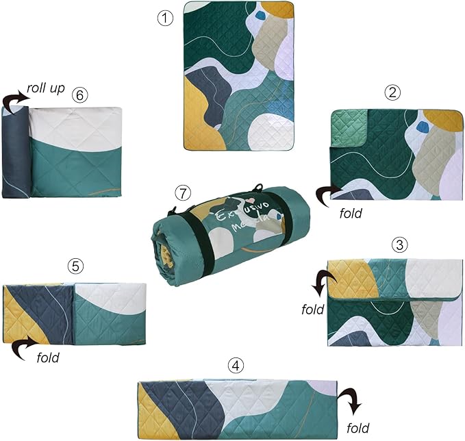 Exclusivo Mezcla Waterproof Picnic Blanket 60x80 Inches Large Multicolor Floral Polyester Sandproof Modern Camping Blanket